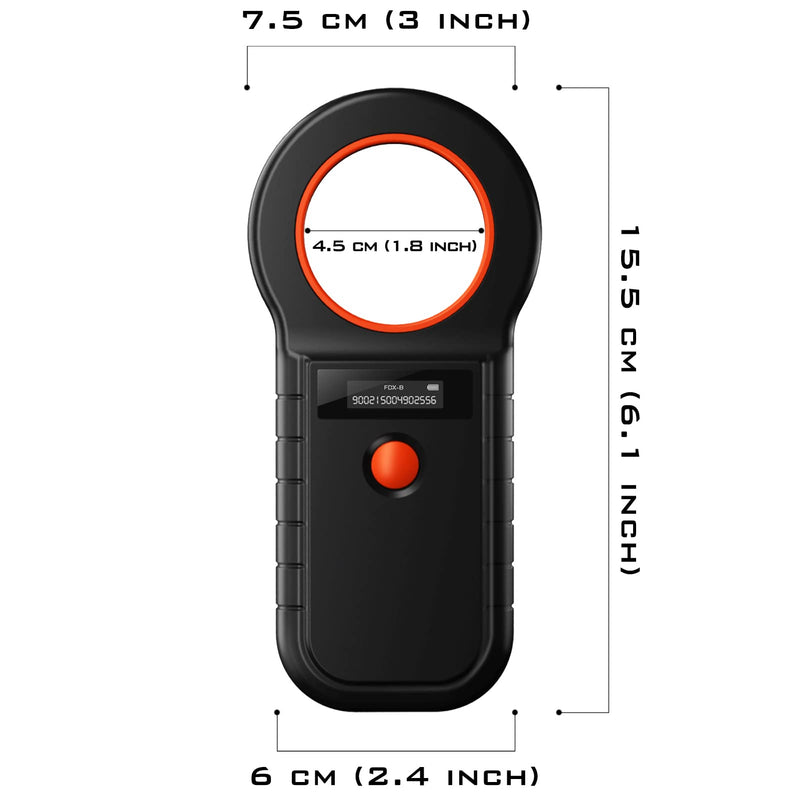 Smoostart Microchip Scanner, ISO11784/85/FDX-B/EMID 128 Records Data Storage Upload to PC Microchip Scanner Reader for Dog/Pet/Cat/Pig/Animal New Black