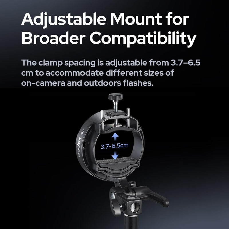 [AUSTRALIA] - Godox S3 Speedlite Bracket (𝐒𝟐 𝐔𝐩𝐠𝐫𝐚𝐝𝐞𝐝 ) for Godox V1 AD200Pro AD200ProII AD300Pro AD400Pro AD100Pro V860III /TT685III /TT600 /TT350, Flash Bracket for Softbox Snoot , Bowens Mount Holder 