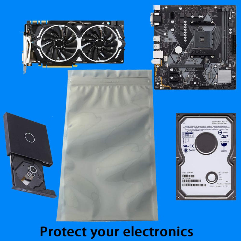 Daarcin Anti Static Bags,ESD Bags,10pcs 11.8x15.7in(30x40cm) Resealable Large Size for Motherboard HDD with10pcs Labels and Electronic Device,Antistatic Bags for Graphics Card 10pcs 11.8x15.7in/30x40cm