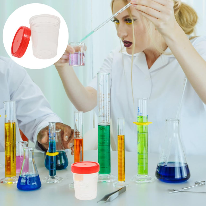 iplusmile 10 Pieces Urine Cups - 120 ml Sample Cup with Screw Lid Urine Sample Cup Urine Sample Cups Bottle with Graduated for Home Laboratory (Random Colour)