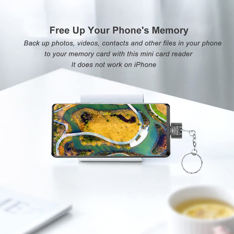 Micro SD Card Reader, BorlterClamp USB C TF Card Reader, USB C to Micro SD Memory Card Reader with USB C to USB Adapter, Compatible with MacBook, Laptops, Galaxy Phones and More