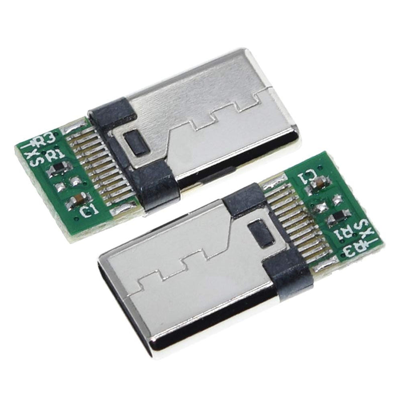 ANMBEST 10PCS USB 3.1 Type C Connector 24 Pins Male Female Plug Socket Receptacle Adapter to Solder Wire & Cable 24P PCB Board Support Module Male+Female