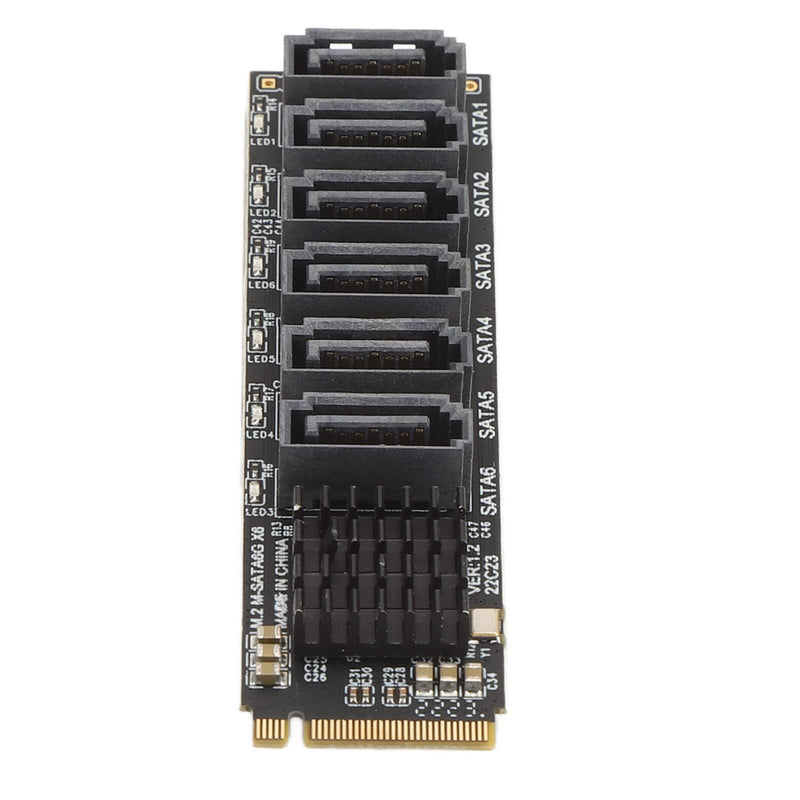 M.2 to SATA3.0 Adapter Card, M.2 M EKY PCIE3.0 to SATA Adapter Card, ASM1166 6Gbps 6 Port Expansion Interface Card with Smart Indicator