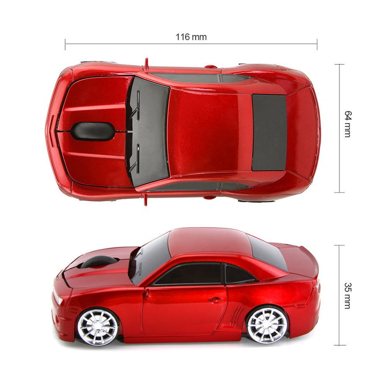 ECOiNVA for Wireless Sports Car Mouse Desktop Laptop Computer Optical Mouse Mice AAA Battery Nano USB 2.4GHz (Red) Red