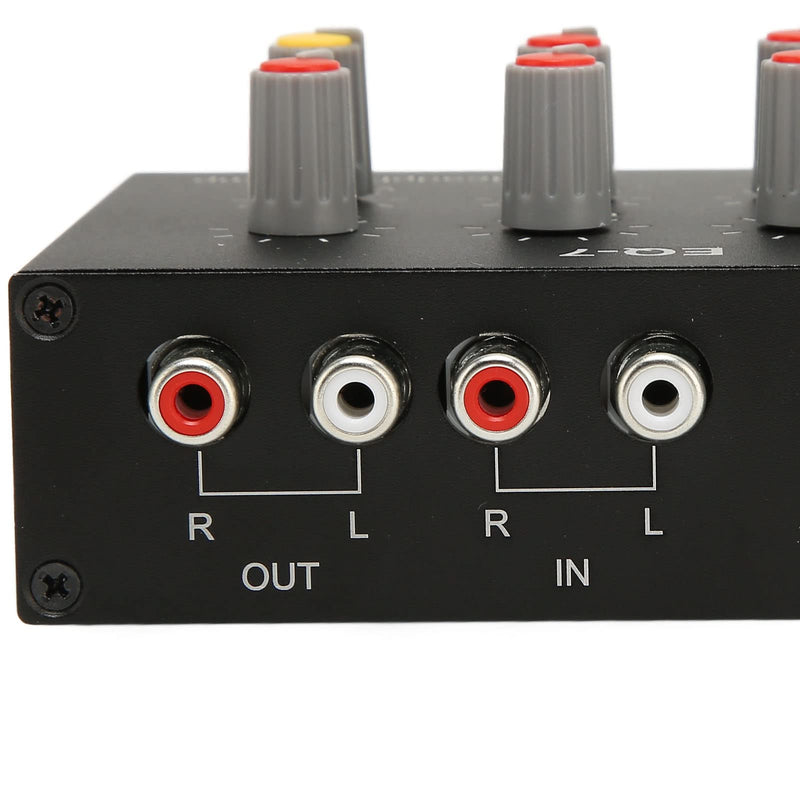 7 Band Sound Equalizer, Output Input, 12dB High Bass Adjustment, Two channel Digital Equalizer, 3.5mm Interface, for Recording, Streaming, Podcasting