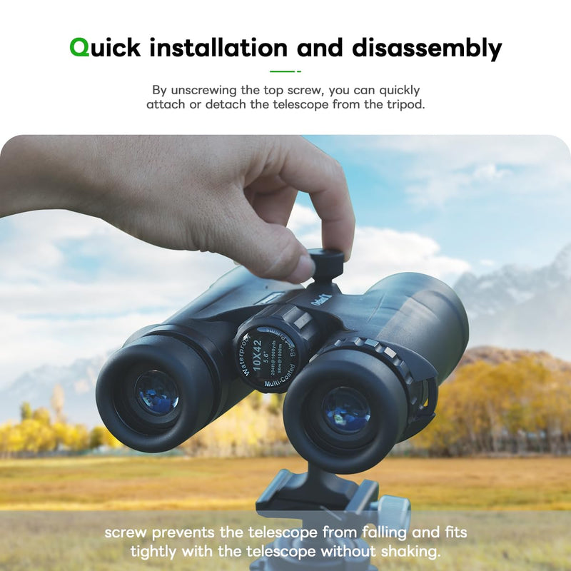 FANAUE S2-01 Binocular Tripod Adapter with 1/4-20" Thread Compatible with Porro Binoculars and Arca Ball Heads, Universal Quick Release for Bird Watching, Hunting, Astronomy, Animal Observation Ect.