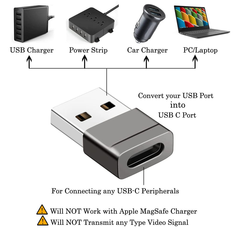 USB C Female to USB Male Adapter 4 Pack, AuviPal USB A Charger to USB Type C Cable Converter for Apple iWatch Watch Series 7 SE, iPhone 11 12 13 Pro Max Mini, Samsung Galaxy Note 10 20 S20 S21 S22
