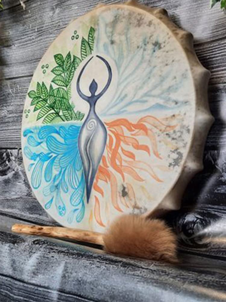 Firlar Shaman Drum,10 Inch Shaman Hand Drum With Drum Stick, Instrumental Shaman Alchemy Moon Drum, Sound Healer Shaman Drum For Spiritual Music, Reflection And Meditation