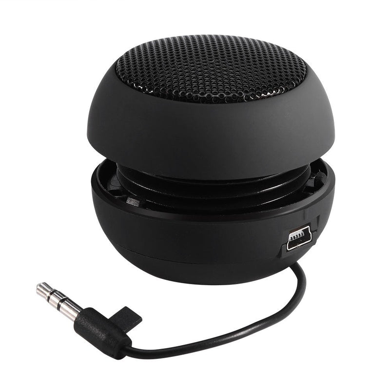 Portable Mini Speaker with 3.5mm Aux Jack Plug in Loud Basse Speaker for Smart Phone, Retractable Mobile Line-in Speaker for iPad Laptop Computer(Black) Black