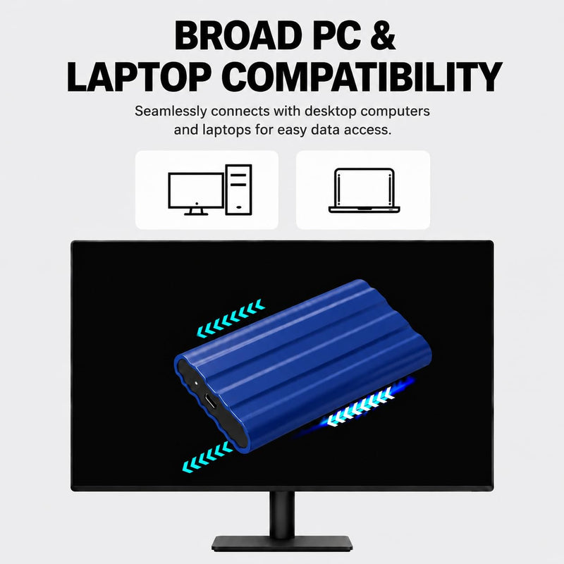 External Hard Drive,Slim External SSD, Portable External Solid State Hard Drive Compatible with PC, Mac, Laptop -Blue 1TB