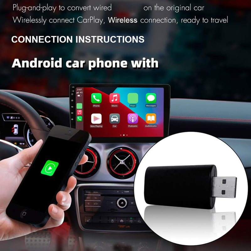 Wireless Carplay Adapter for Car Radio, Wireless CarPlay Dongle for Phone iOS10+, CarPlay Adapter Convert OEM Wired CarPlay to Wireless Plug & Play Fit for Original Car with Wired Carplay