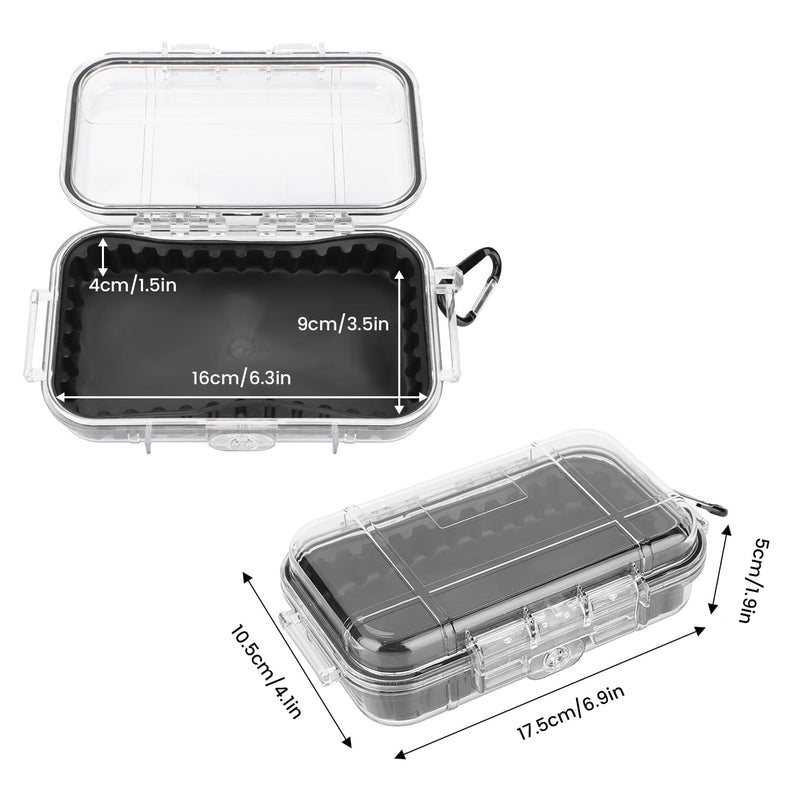 Waterproof Dry Box Protective Case, IP67 Water Resistant Portable Micro Case Watertight Storage Box for Phones, Knives, Wallets, Watches (Transparent, Small) (Pack of 2) Small (Pack of 2) Transparent