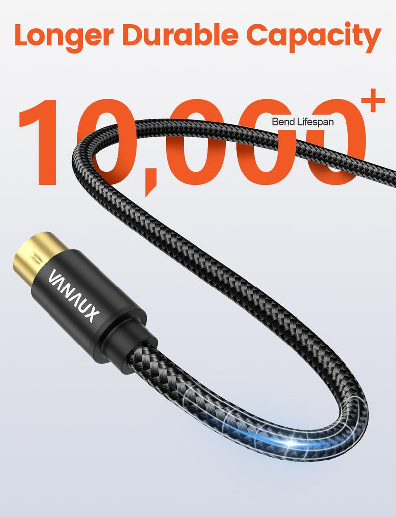 [AUSTRALIA] - VANAUX MIDI Cable 6FT, Male to Male 5-Pin MIDI Cable Compatible with MIDI Keyboard, Keyboard Synth, Rack Synth, Sampler, External Sound Card, Sound Source and More-Black 
