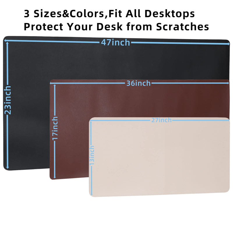 Wolaile Desk Blotter Pad,36x17 inch PU Leather Computer Mouse Mat,Non-Slip Waterproof Writing Desktop Protector for Office Home,Large,Brown 36"x17" Brown