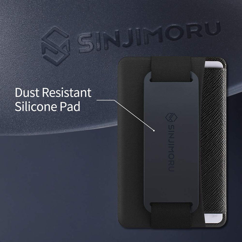 Sinjimoru Phone Grip Card Holder with Phone Stand, Secure Stick on Wallet for iPhone with Kickstand for Table. Sinji Pouch B-Grip Silicone Teal
