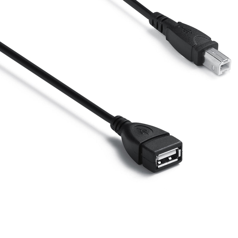 2 Pack USB 2.0 Cable A Female to USB B Male Cable for Printer Extender Connection Cables USB_A/F-USB_B/M Adapter (USB_A-USB_B Cables Black)