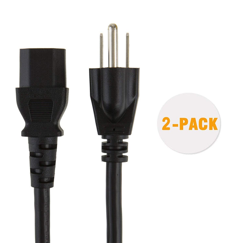 CableCreation [2-Pack] 1 Feet 18 AWG Universal Power Cord for NEMA 5-15P to IEC320C13 Cable, 0.3M / Black