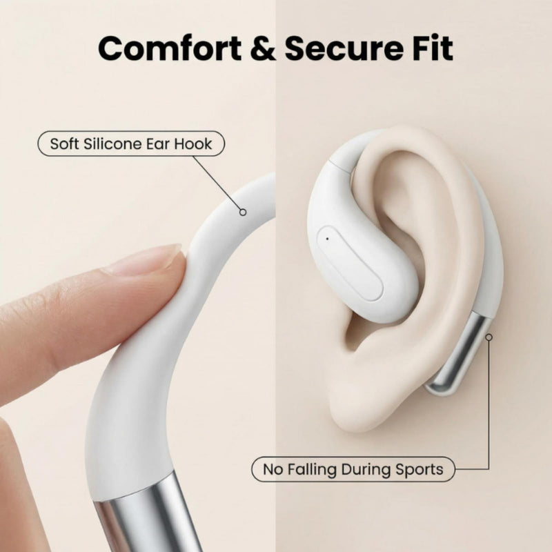 SHBQRSReal-Time Translation Wireless Bluetooth Earbuds, ANC Active Noise Cancelling Sports Headphones with 13mm Large Dynamic Driver, Open-Ear Bone Conduction Workout Earphones for iOS & Android White with AI intelligent real-time translation