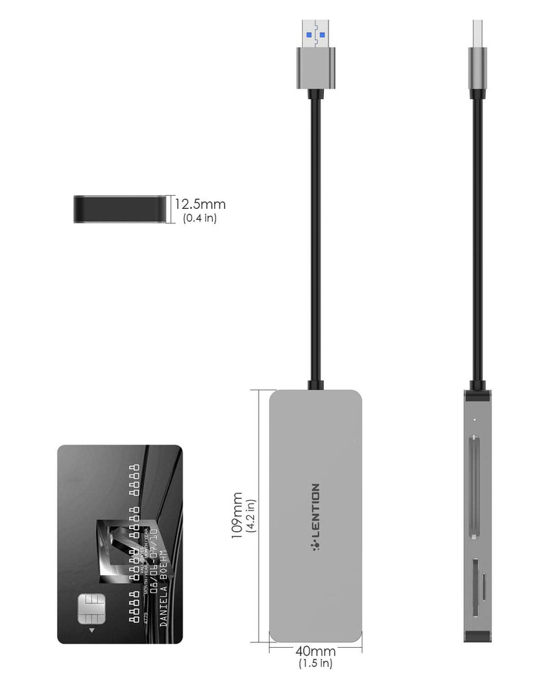LENTION USB 3.0 to CF/SD/Micro SD Card Reader, SD 3.0 Card Adapter for SD/SDHC/SDXC/MMC/RS-MMC/Micro SD/Micro SDHC/Micro SDXC/CF Type I, Compatible Windows, MacOS, ChromeOS, More (CB-H12, Space Gray)