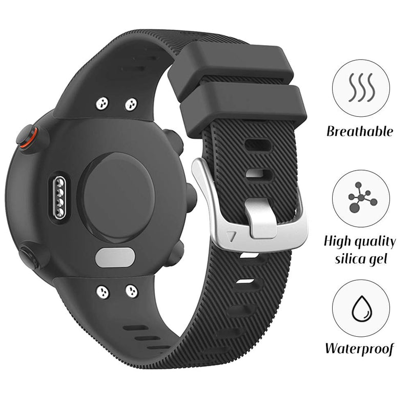 Watbro Compatible with Garmin Forerunner 45S band, Soft Silicone Sport Replacement Watch Band, Fitness Strap Bracelet Wristband for Garmin Forerunner 45S Smartwatch Black