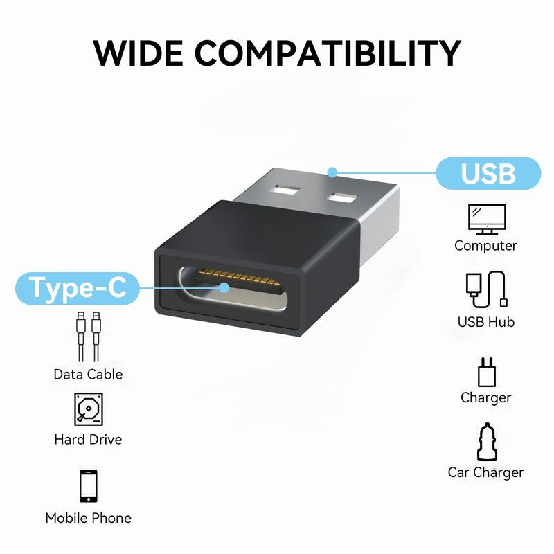 [AUSTRALIA] - Welldiea USB to USB C Adapter 4 Pack, USB C Female to USB Male OTG Charger Type C Converter Compatible with Apple Watch Ultra iWatch 7-9,iPhone 15~13 Plus Pro Max,AirPods 3,iPad Air,Car,Galaxy (Black) Black 
