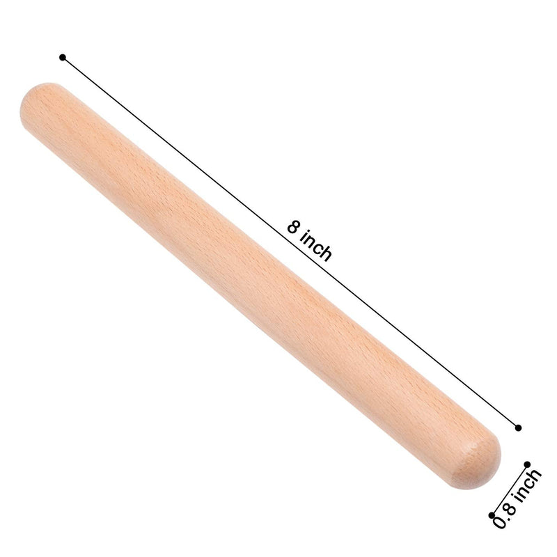 MIHEY 8 Inch Classical Wood Claves Musical Percussion Instrument, Natural Hardwood Rhythm Sticks with a Carry Bag