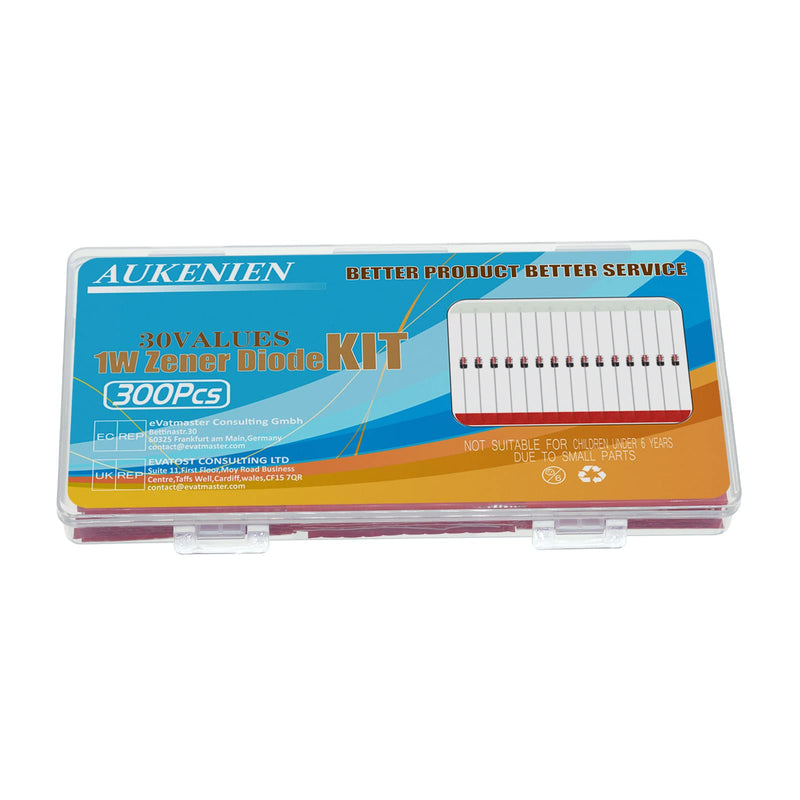 [AUSTRALIA] - AUKENIEN 1W Zener Diode Z Diodes Assortment Set 30 Value Zener Diode Kit 3V 3.3V 3.6V 3.9V 4.3V 4.7V 5.1V 5.6V 6.2V 6.8V 7.5V 8.2V 9.1V 10V 11V 12V 13V 15V 16V 18V 20V 222 V 24V 27V 30V 33V 36V 39V 1W Zener Dioden 