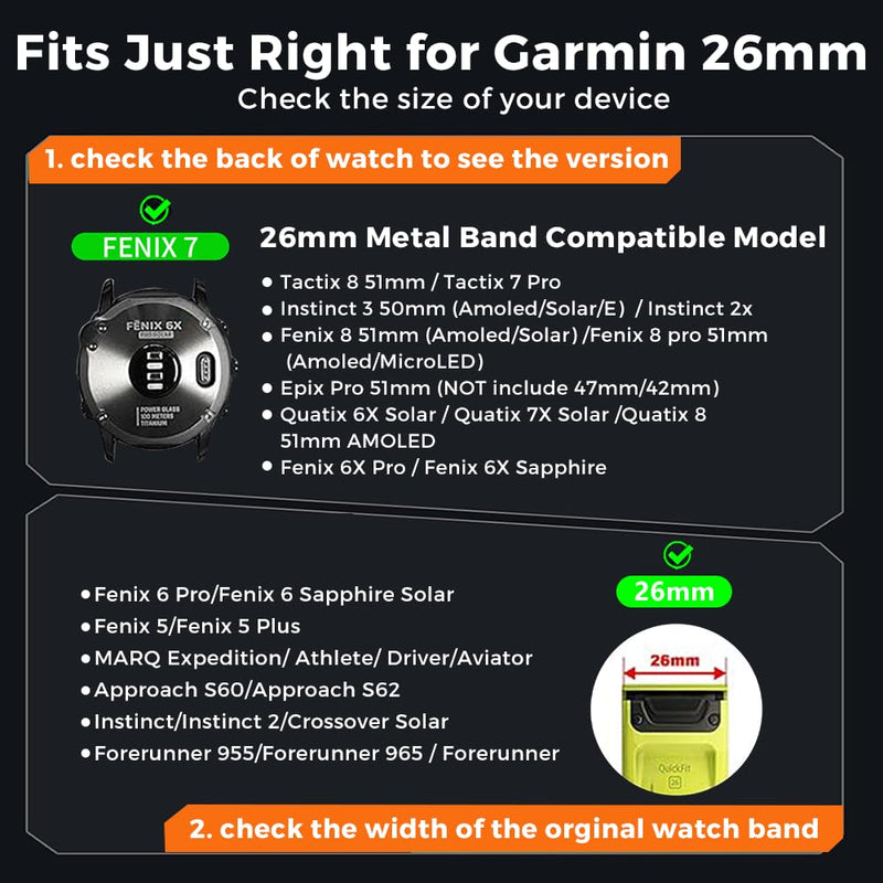 Titanium Band for Garmin Fenix 8/7/7X/6/6X, 22mm 26mm QuickFit Metal Band, Ultra-Lightweight & Hypoallergenic Strap with No Gap Design & Secure Buckle for Fenix/Epix/Forerunner/Instinct/Tactix silver