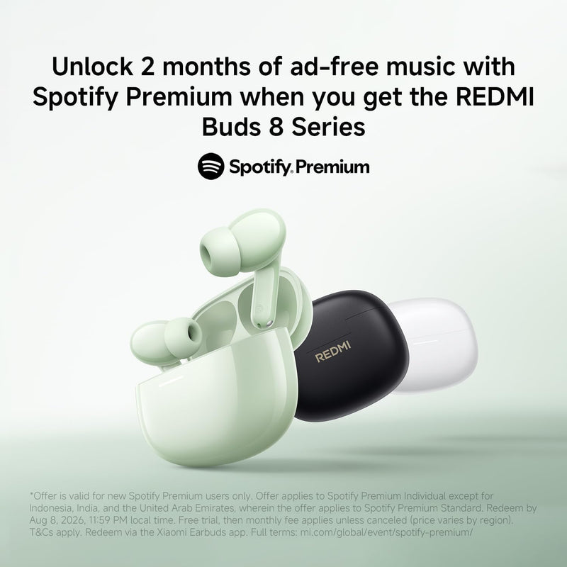 XIAOMI Redmi Buds 8 True Wireless Earbuds, Up to 50dB ANC, Hi-Res Audio, 44H Battery, IP54 Waterproof, Green