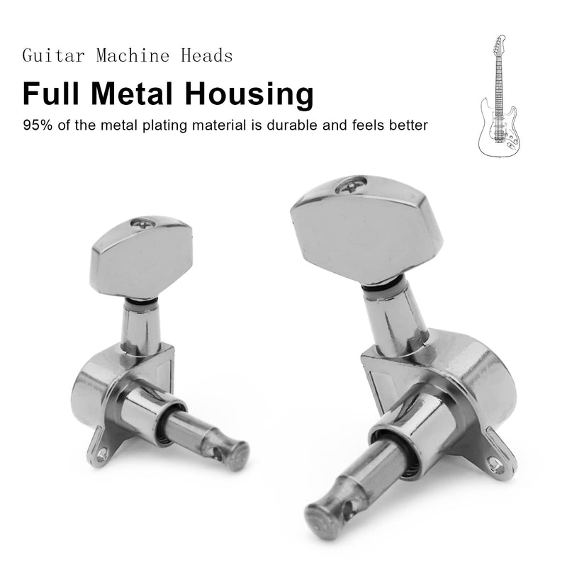 SAPHUE 6 Pieces 6R Guitar tuner pegs,Big Square Sealed guitar tuning pegs tuners machine heads,for Acoustic or Electric Guitar (Chrome) Chrome