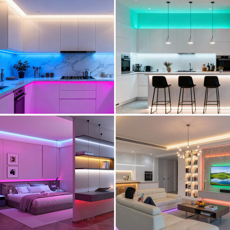 BTF-LIGHTING Double Row 270Leds/M RGBCCT LED Strip Light - 5050RGB+2835,Brighter Tunable White 2700K-6500K & RGB, 24VDC 16.4Ft, for Kitchen, Living Room,15mm Width,IP30, RA>90 (No Adapter/Controller) 270LEDs/m-IP30 White PCB-DC24V