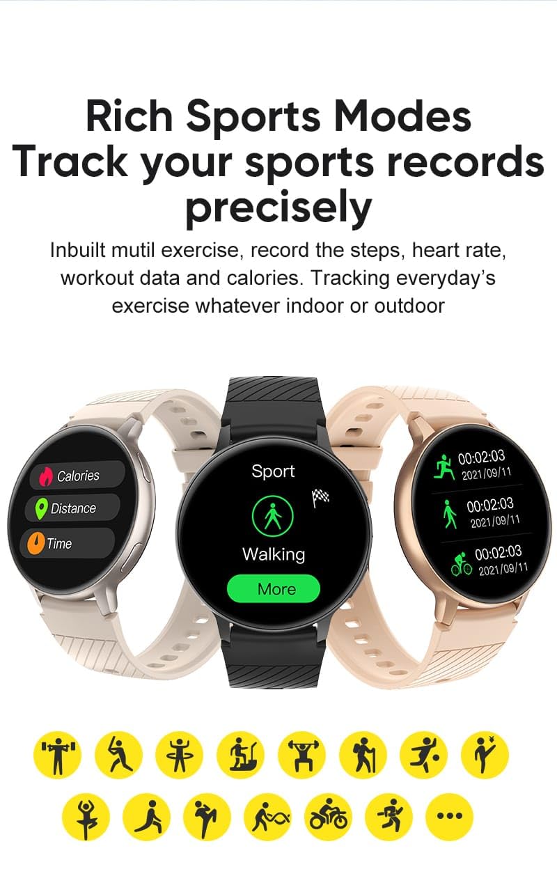 Elegant Women smartwatch with 2 Bands, Bluetooth Calls & Tracking. | Elegant women smartwatch with 2 interchangeable bands. Supports Bluetooth calling, notifications & real-time health tracking.
