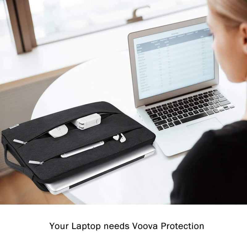 Voova 13 13.6 Inch Laptop Sleeve Case Compatible with MacBook Air/MacBook Pro 13 M2/M1,13.5 Surface Laptop 5/4, Surface Pro X / 9/8, iPad Pro 12.9, Waterproof Computer Bag Cover with Handle, Black 12.6-13.6 Inch