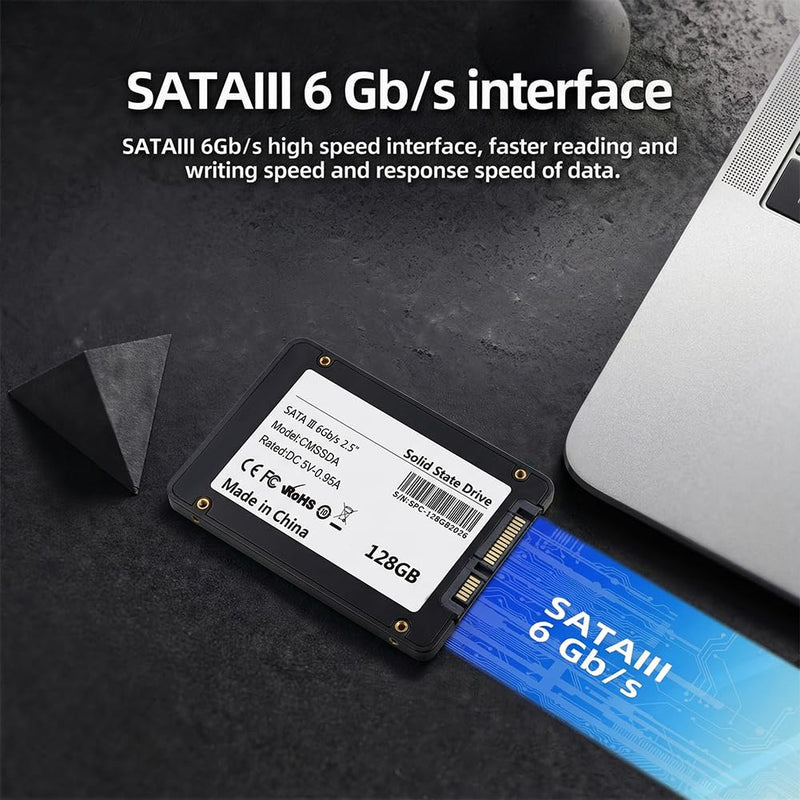 128GB SSD Internal Solid State Drive 2.5" SSD SATA III 6Gb/s, 550MB/s Read Speed 3D TLC NAND for Laptop and PC Desktop Performance Boost (Style E)