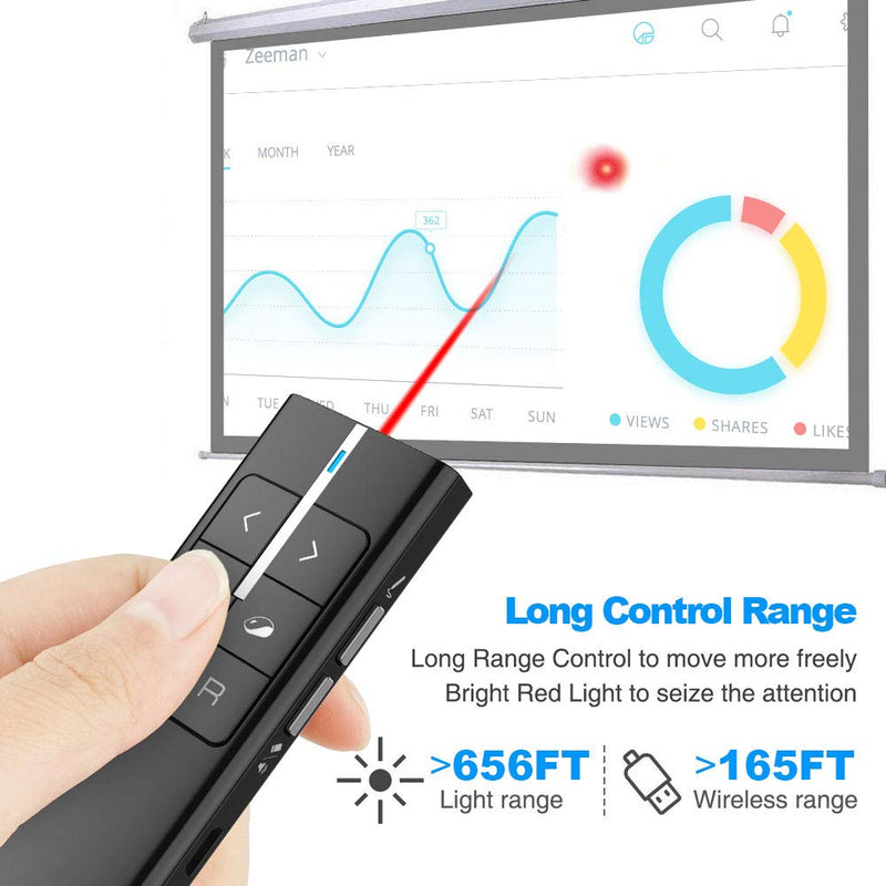 [AUSTRALIA] - NORWII N99 Presentation Clicker Air Mouse Function Wireless Presenter USB Powerpoint Clicker, RF 2.4 GHz Presentation Remote Control Clicker for powerpoint presentations Support Mac, Laptop, Computer 