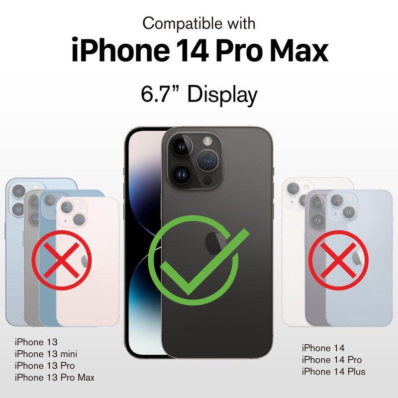 VENA vCommute Wallet Case Compatible with Apple iPhone 14 Pro Max (6.7"), (Military Grade Drop Protection) Flip Leather Cover Card Slot Holder with Kickstand - Deep Purple/Black