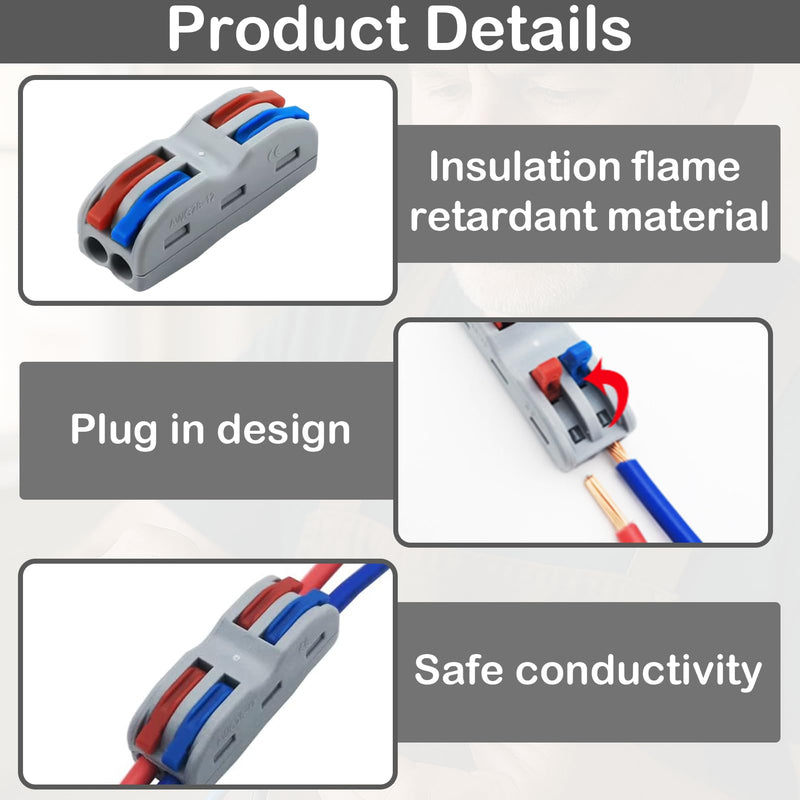 Huybaa Plug connector 2 pin, SPL-2 lustre terminal, 16 pieces connector, lustre terminals pluggable, can be freely combined.