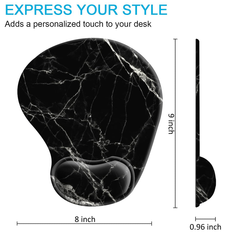 Ergonomic Mouse Pad with Wrist Support Gel, iDonzon Cute Wrist Pad with Non-Slip Rubber Base, Easy Typing & Pain Relief, Black White Marble