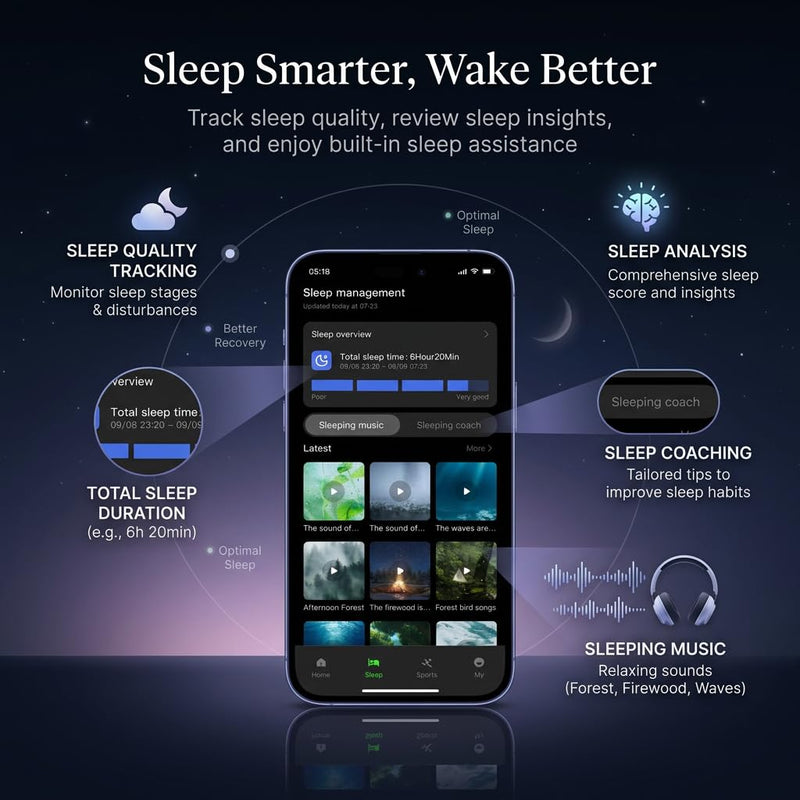 Smart Ring for Women & Men, Health Fitness Tracker Ring with Heart Rate, Sleep Monitor, Activity Tracking, Waterproof IP68, No Subscription, Portable Charging Case, Compatible with iOS & Android Gold 7