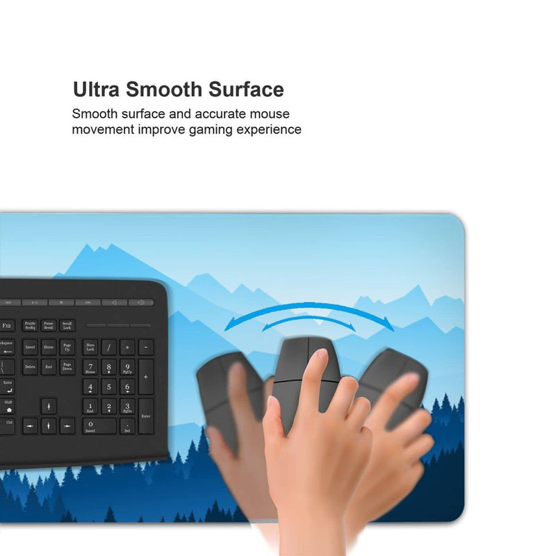 Blue Mountain Forest Landscape Mouse Pad Gaming XL Large Mousepad Desk Mat Long Extended Big Keyboard Pads Table Accessories for Gaming and Office Pc Laptop Computer 31.5 X 11.8 Inch Blue Mountain Forest Landscape One Size