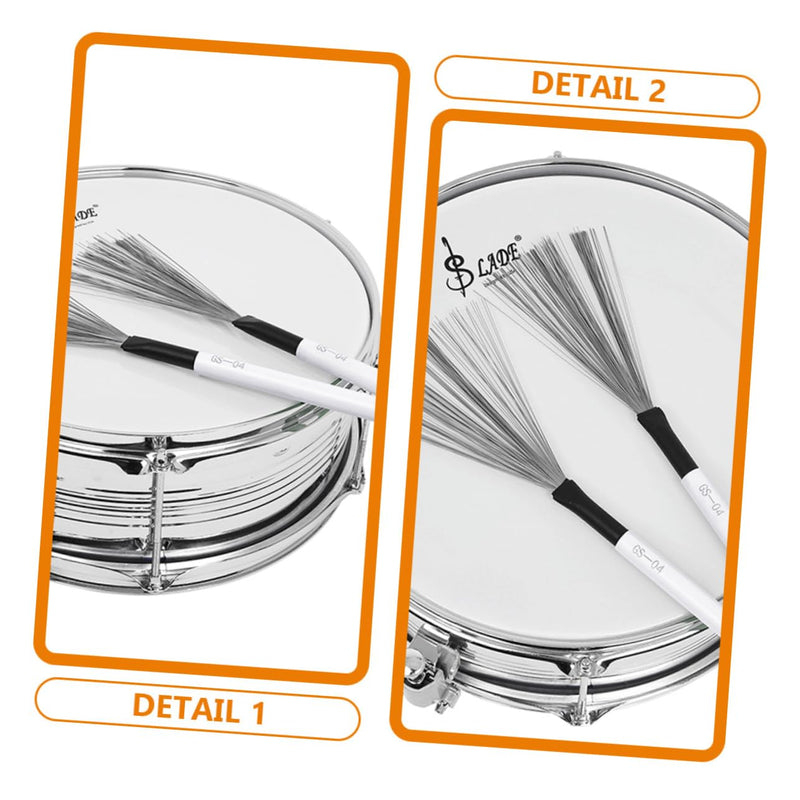 Vaguelly 1 Pair Drum Brush for Beginner Snare Drum Wood Handle Drum Brush Nylon Drum Retractable Wire Rods Drum White Maple Set Student Use Double Head 35x3x4cm