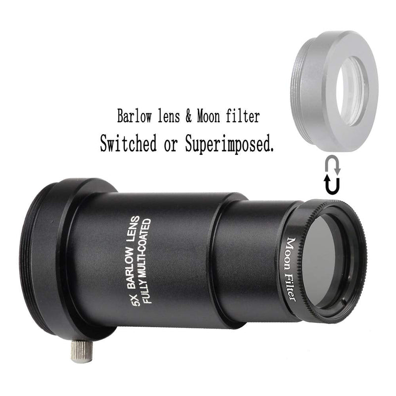 1.25-inch 5X Barlow Lens & Moon Filter Kit-for Telescope Eyepieces