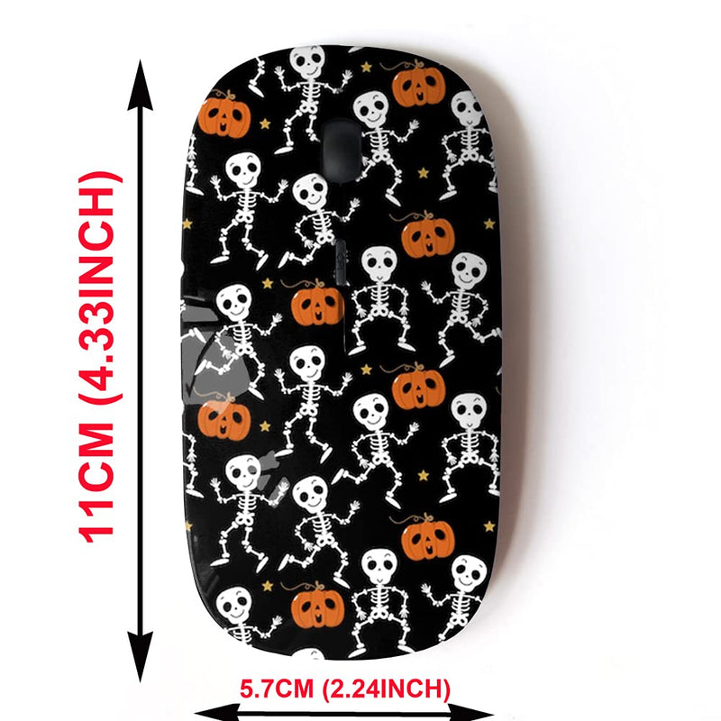 2.4G Wireless Mouse with Cute Pattern Design for All Laptops and Desktops with Nano Receiver - Cute Skeleton Dance Pumpkin