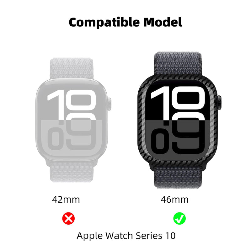 MONOCARBON Real 3K Carbon Fiber Case for 46 mm Apple Watch Series 10,Ultra Thin & Ultra Light Wrap-Around Hard Cover for 2024 New 46mm iwatch From Daily Scratches/Wear/Drop Twill Glossy Black