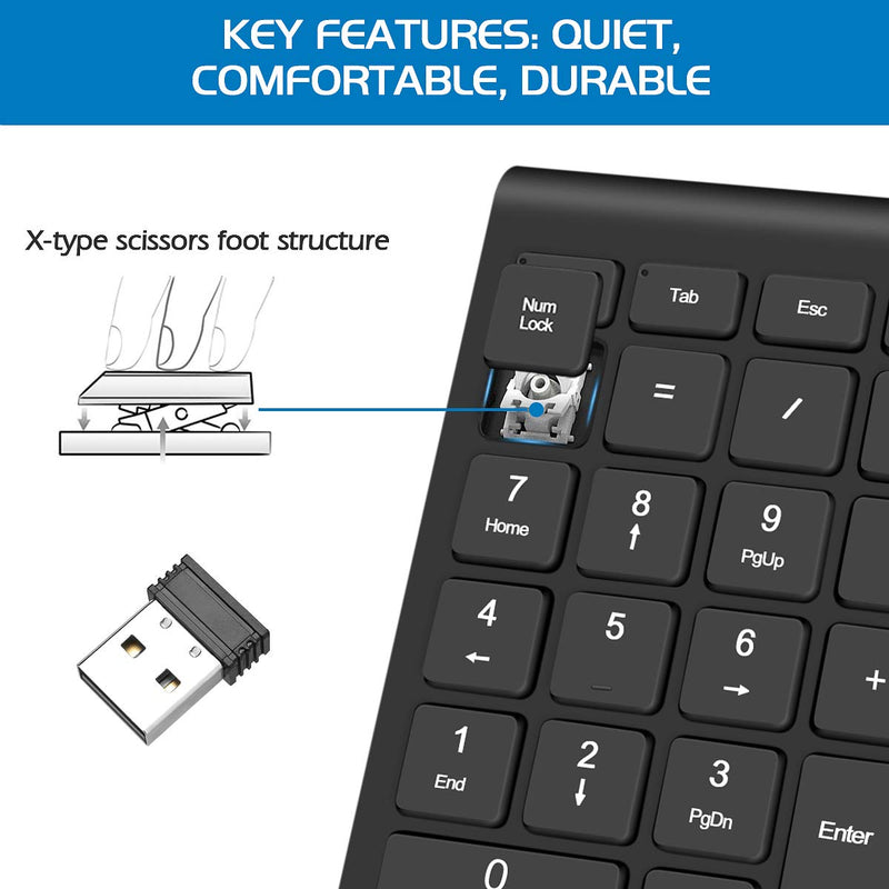 [AUSTRALIA] - Wireless Number Pads, Numeric Keypad Numpad 22 Keys Portable 2.4 GHz Financial Accounting Number Keyboard Extensions 10 Key for Laptop, PC, Desktop, Surface Pro, Notebook 
