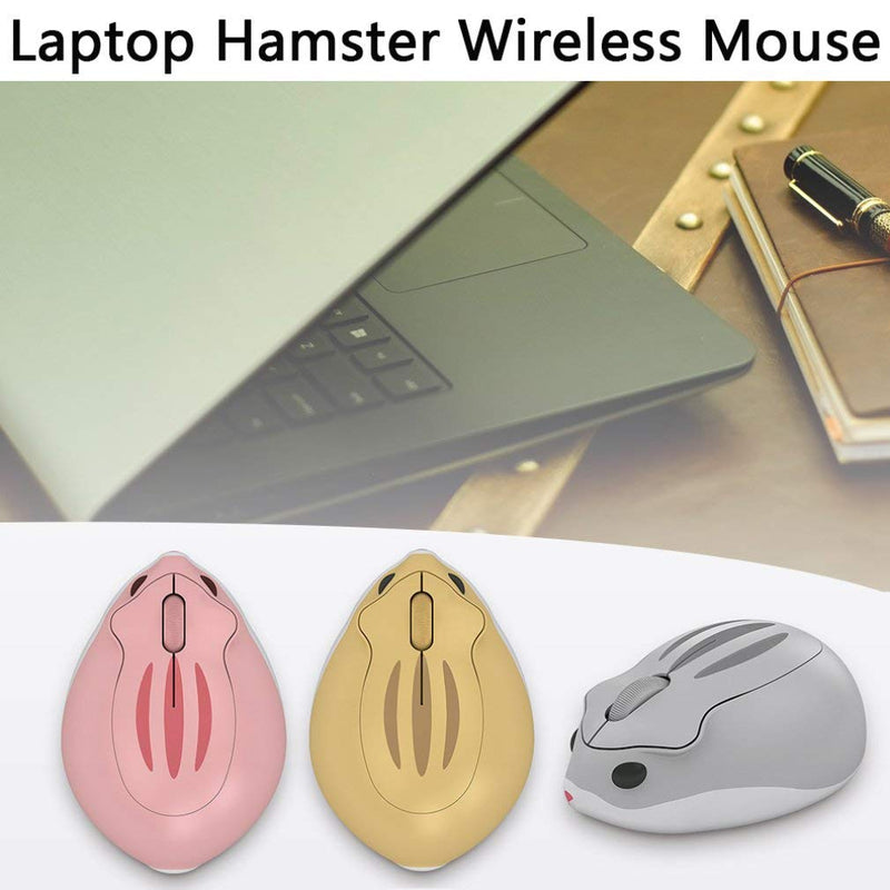 2.4GHz Wireless Mouse Cute Hamster Shape Less Noice Portable Mobile Optical 1200DPI USB Mice Cordless Mouse for PC Laptop Computer Notebook MacBook Kids Girl Gift (Pink) Pink