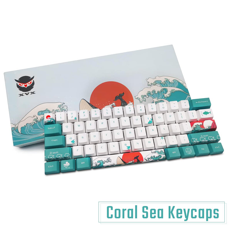 SDYZ Custom Keycaps-Keycaps 60 Percent, Suitable for GK61/GK64/RK61/Anne/GH60 /ALT61 Mechanical Keyboards, 71 Key Set, OEM Profile PBT Keycaps (Coral Sea Keycaps) Coral Sea Keycaps