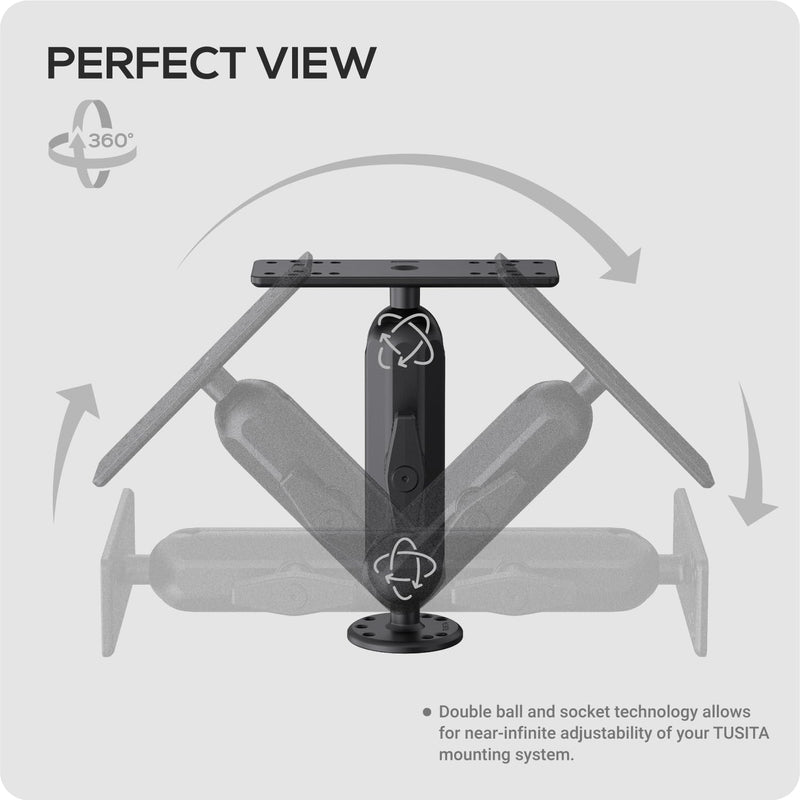 TUSITA Universal Marine Electronic Mount - C Size Medium, Aluminum Fish Finder Mount with 1.5" Ball for Boat, 360° Rotation, High Salt Water Resistant, Compatible with Garmin, Lowrance and More Medium Arm