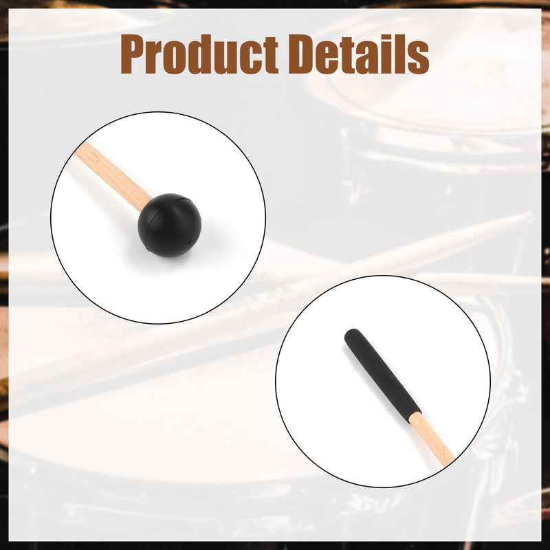 [AUSTRALIA] - 2 Pairs Xylophone Mallets, 8.6 Inch Rubber Percussion Sticks with Soft Rubber Handle, for Glockenspiel Marimba Timpani Tongue Drum Bell 