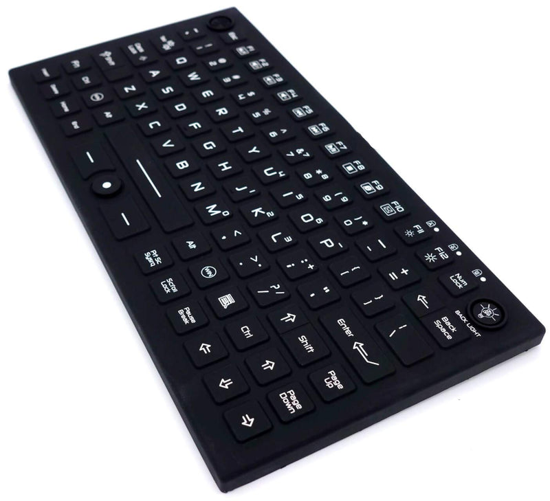 DSI Compact LED Backlit Keyboard with Integrated Mouse Button IP68 Waterproof Silicone IKB850BL